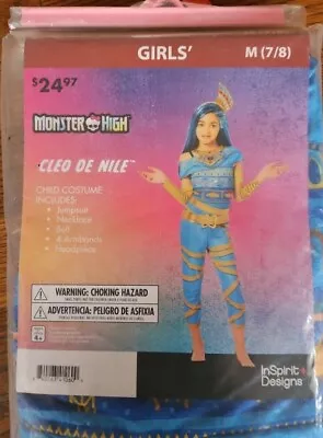 NEW Monster High Cleo De Nile Halloween Costume Girls Medium 7/8 Jumpsuit Belt • $19.99