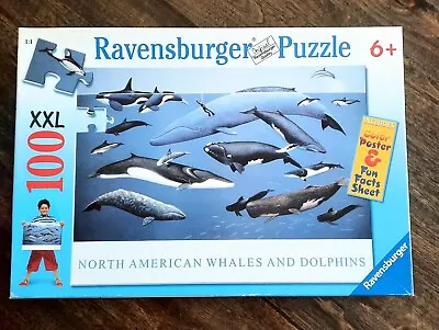 Ravensburger Puzzle North American Whales Dolphins XXL 100 Pieces Kids 100% 2006 • $12.65