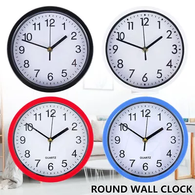 Wall Clock Quartz Round Wall Clock Silent Non Ticking Battery Operated Colors .b • $17.89