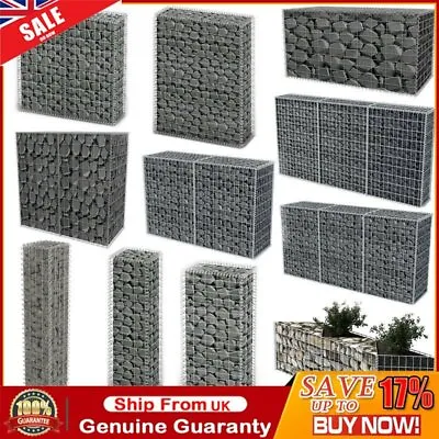 Galvanized Gabion Stone Basket Retaining Wall Garden Wire Cage Fence Edge • £34.29