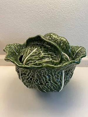 Olfaire Portugal Green Cabbage Leaf Soup Tureen Party/Holiday Serving Dish • $29.95