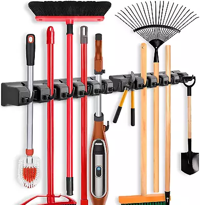 IMILLET 2 Pack Mop And Broom Holder Wall Mounted Organizer Mop And Broom Storag • $29.75