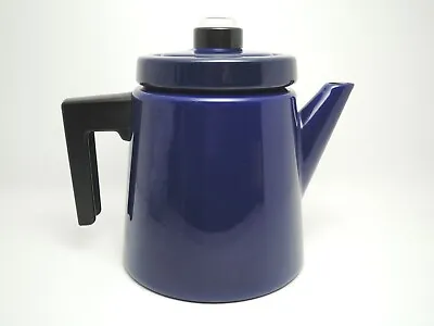 VUOKKO Finel Arabia Coffee Pot Enamel Ware Navy Blue Antti Nurmesniemi Design • $239