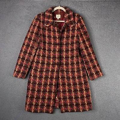 Vintage J Jill Tweed Coat Womens Small Red Wool Blend Lined Trench OverCoat • $39.99