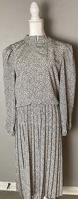 Vintage Diane Von Furstenberg DVF Black White Print Dress Size 10 • $129