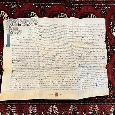 Rare 1738 Large Vellum Handwritten Indenture Manuscript Legal Document Old - A5 • $129.95