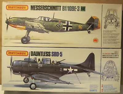 2 Vintage 1/32 Scale Matchbox Plastic Model Airplane Kits Bf-109 / Dauntless • $24.99