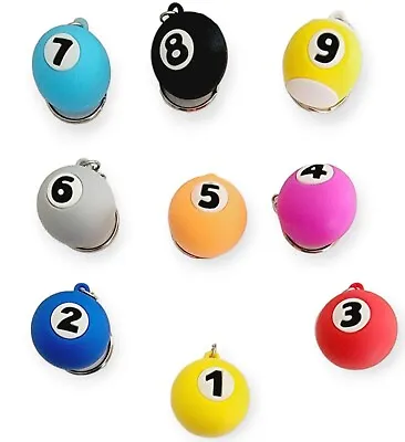 Billiard Balls Keychain Lot 9 Numbered Pool Ball Set Silicone Keyrings Nwot New • $26.10