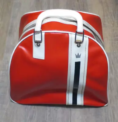Vintage Brunswick Bowling Ball Bag Red & White With Ball Cage • $39.95