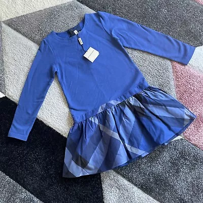 £75 • Buy Girls Burberry Dress Age 8 Years Navy Nova Check Skirt