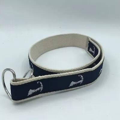 Chatham T Co Cape Cod MA Boys Youth Canvas Fabric Print Belt Small Blue D Ring • $14.99