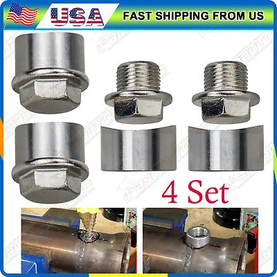 (4 Sets) O2 OXYGEN SENSOR STAINLESS WELD ON BUNG & Plug WIDEBAND NUT & CAP KIT • $18