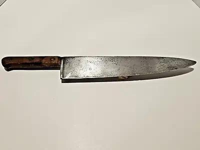 Vintage Unmarked Carbon Steel Chef Knife 12  Blade • $63