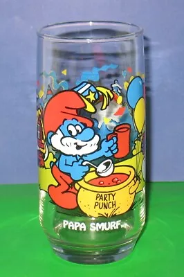 1983 Peyo Papa Smurf Party Punch Tumbler Drinking Glass Cup Vintage 6  • $11.99