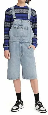 Levis 10  Overall Shorts Light Wash 90's Y2K Baggy Unisex Size Large NWT • $54.99