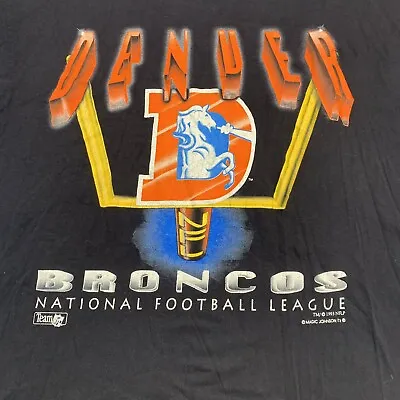 Vintage Magic Johnson T's Denver Broncos T Shirt Classic Logo NFL Graphic XL • $34