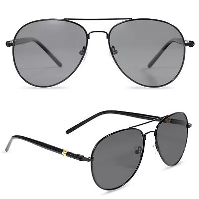 Grey Aviators Reflective Sunglasses Pilot Sunnies Shades W/Black Frame Men Women • $31.31