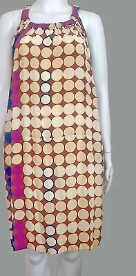 MARNI X H&M 100% Silk Multi Polka Dot Sleeveless Knee Tunic Shift Dress Size 8 • $59.99