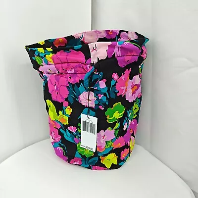 Vera Bradley Iconic Ditty Bag Hilo Meadow Floral Case Makeup Travel Black Pink • $26