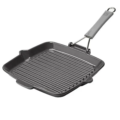 Zwilling Grill Plan Square Grizzle Cast Iron Induction Suitable Oven Safe Grey • £14.99