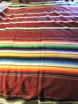 Wonderful Vintage Saltillo Blanket - Great Colors - 61  X 91  With 3  Fringe • $55