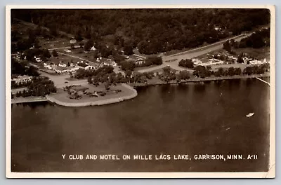 Y Club & Motel On Mille Lacs Lake Garrison Minnesota C1950 Real Photo RPPC • $9.95