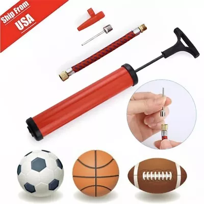 Sports Ball Manual Hand Air Pump Inflate Basketball Football Volleyball Needle • $10