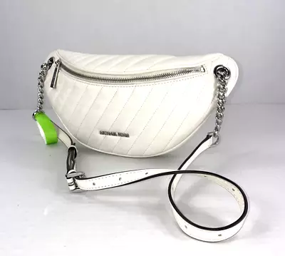 Michael Kors Belt Sling Bag Fanny Pack  Peyton Quilted White Vegan Leather B2Z • $79.99