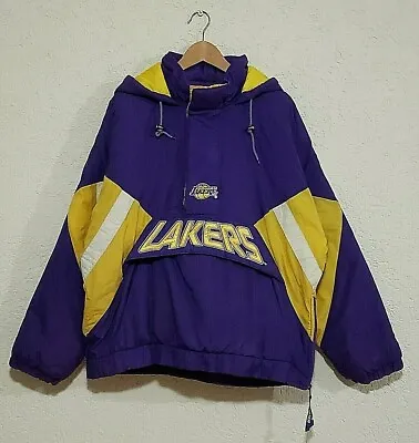 Vtg 90s Los Angeles Lakers Pullover Zip Up Mens Starter Streetwear Jacket SZ L • $122.95