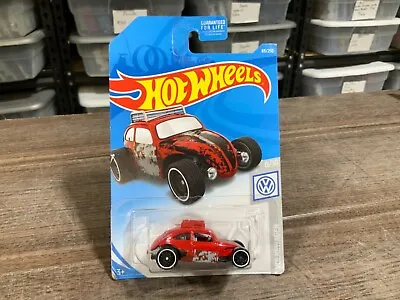 $5 • Buy Hot Wheels 69 Red Custom Volkswagen Beetle Error Side Tampo