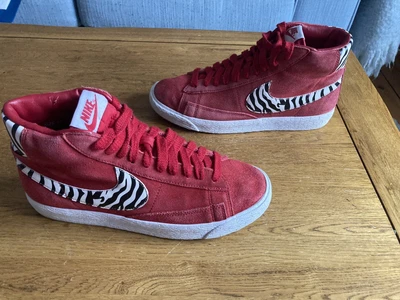 £27.99 • Buy Nike Blazer Zebra Swoosh Mid Suede Trainers (371761-610) Red/White - UK 5 (EU38)