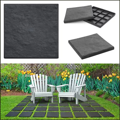 Square Stomp Stone Grey Slate Garden Stepping Stone Recycled Rubber 30cm X 30cm • £21.99