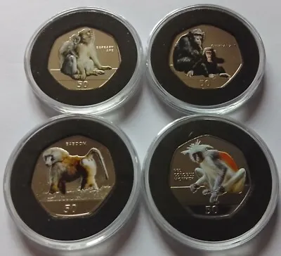 50p Coin Set 2018 Gibraltar Primate Collection (4 Coins) Coloured BUNC + Folder. • £29.95