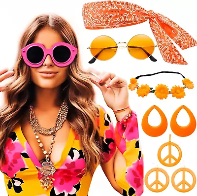 Jevenis Orange 70S Hippie Accessories Groovy Accessories Abba Party Accessori... • $41.88