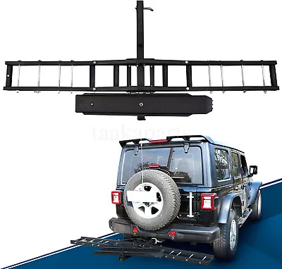 Heavy Duty Steel Motorcycle Carrier Ramp Anti-Tilt Locking Trailer Hitch Mount • $80.74