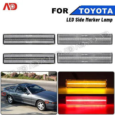 4x For Toyota Supra MK.3 86-92 LED Front+Rear Side Marker Lights Lamps Clear Len • $79.79