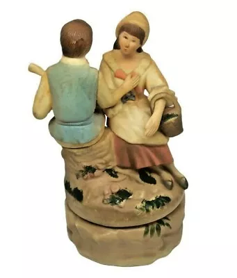 Vintage Music Box Plastic Figure Romantic Couple Revolving Hong Kong • $19.98