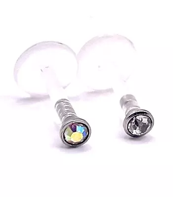 £2.95 • Buy Bioflex 2.5mm Flat Crystal Labret Helix Ear Cartilage Bar Stud In Clear Or Ab