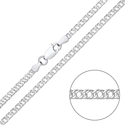 925 Sterling Silver 2.5mm Double Curb Rombo Chain Necklace 16 18 20 22 24 Inch • £10.95