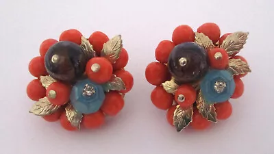 Vintage Coral-Pink Glass Bead Earrings • $2.99