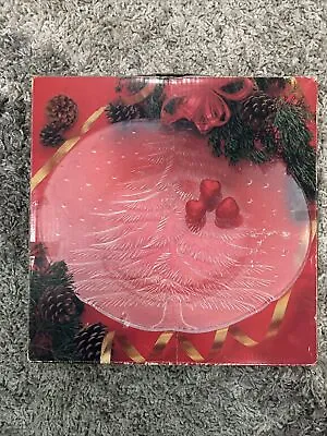 Mikasa Crystal Noel Frost Hostess Platter 14  With Christmas Tree Design Vintage • $35.95