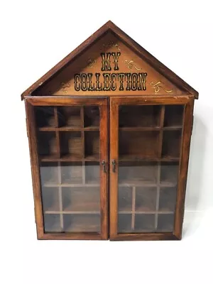 Vintage Enesco My Collection Wood Wall Display Case Knick Knack Curio Cabinet • $90