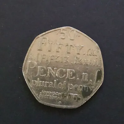 50p Fifty Pence Coin Johnson's Dictionary 1755 Saxon Plural Of Penny 2005 • £1