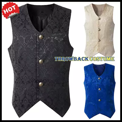 Men Retro Medieval Renaissance Vest Waistcoat Gothic Steampunk Victorian Costume • $29.69