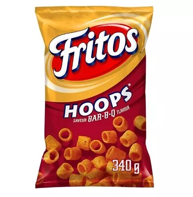 4 Bags FRITOS HOOPS BAR-B-Q BBQ Corn Chips 340g / 12 Oz Each Free Shipping • $39