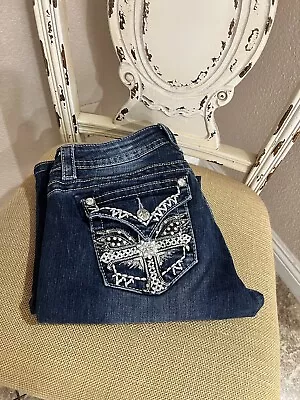 Miss Me Relaxed Bootcut 27 Cross Rhinestones NWOT • $30