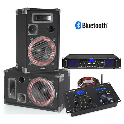 Bedroom DJ 8  Speakers And Amplifier Sound System With Bluetooth Music Mixer • £369