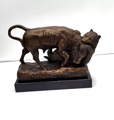 1965 Austin Prod Bronze Sculpture Wallstreet Bull & Bear STAMPED S. SMERLING • $95