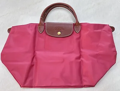 Longchamp Le Pliage 11”x18” Large Rust/Rose Tote Bag  W/ Brown Leather Trim • $85