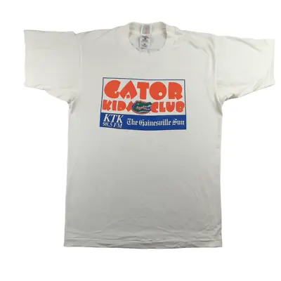 Vintage Gator Kids Club KTK 98.5 FM Graphic T Shirt M White USA • $22.38
